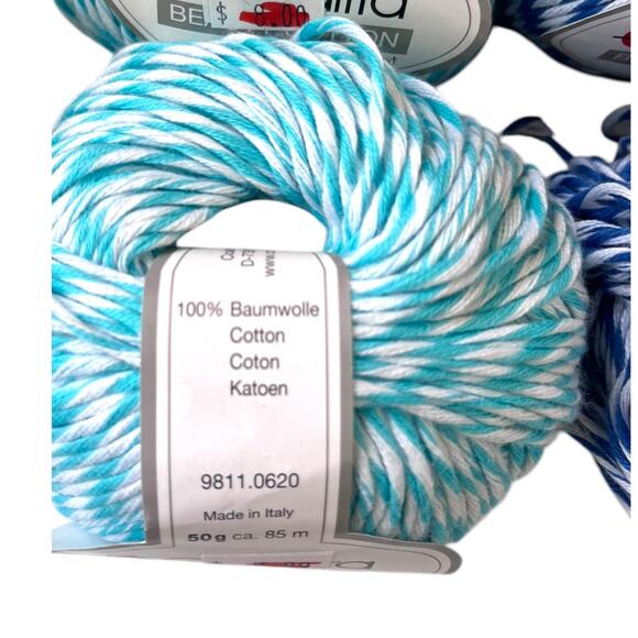 7 skeins Gedifra BEAUTY COTTON Italian Yarn | Blue Teal Orange Tan white - Picture 2 of 7